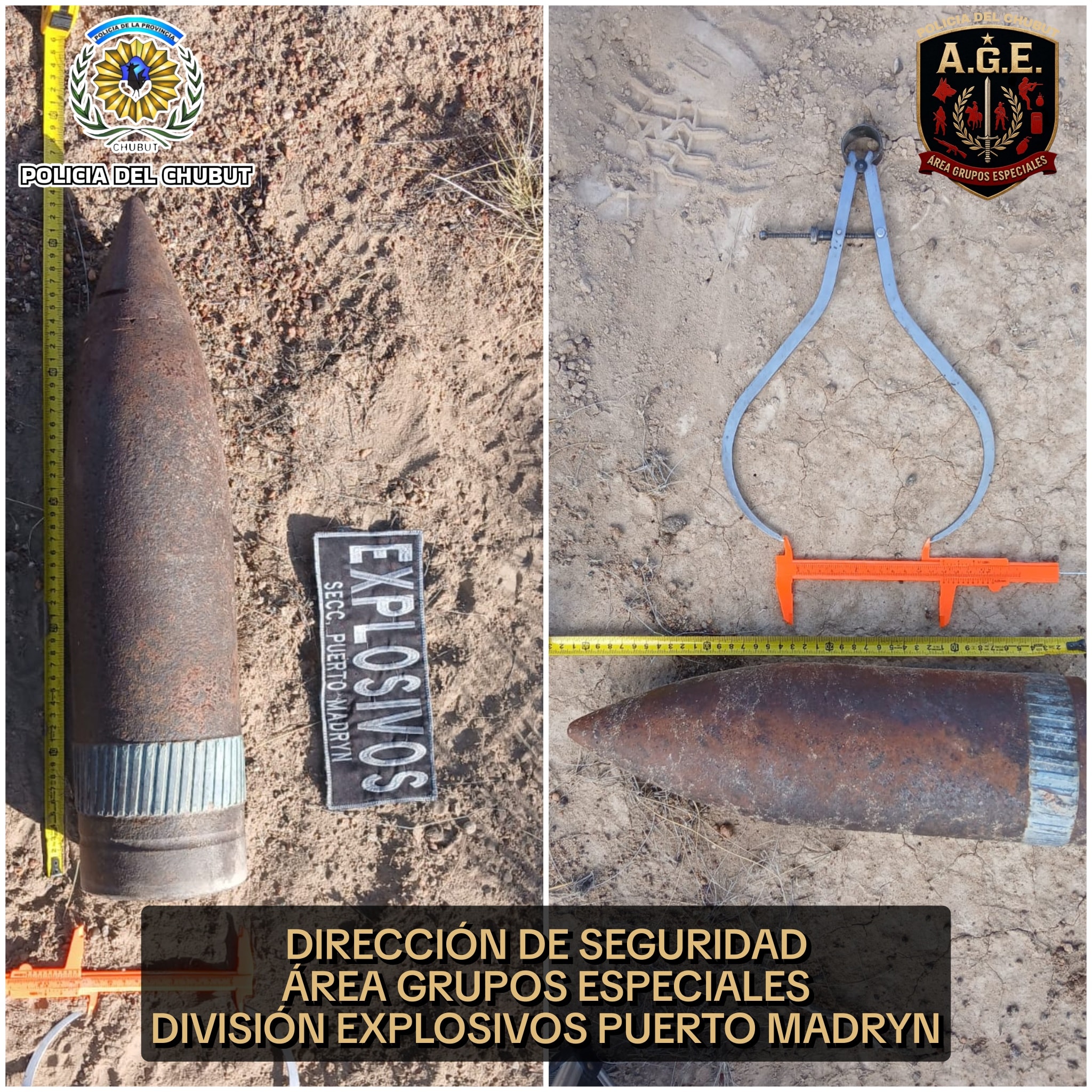 HALLAN DOS PROYECTILES NAVALES EN DESCAMPADO