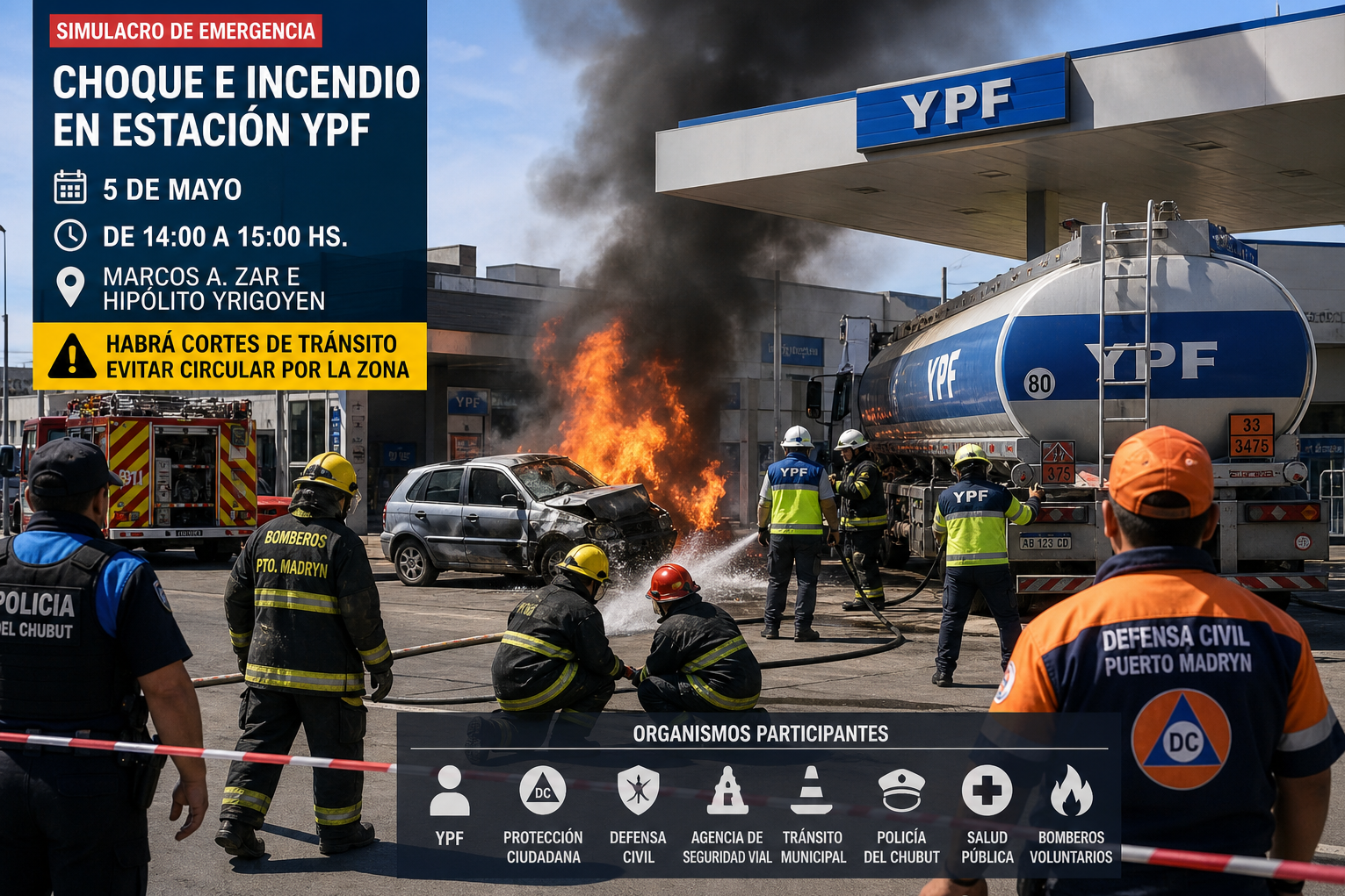 INCENDIO EN YPF DE MADRYN (SIMULACRO)
